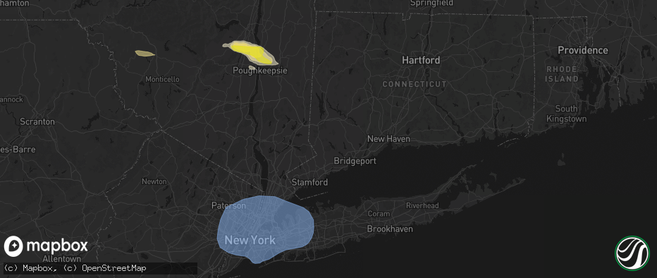 Hail map in Redding, CT on June 6, 2026