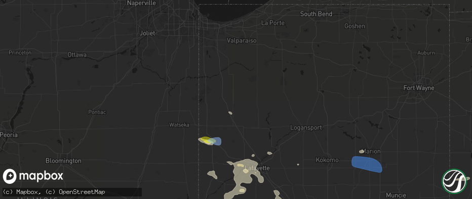 Hail map in Rensselaer, IN on June 6, 2026