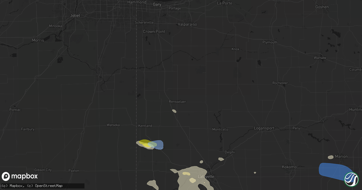 Hail map in Rensselaer, IN on June 6, 2026