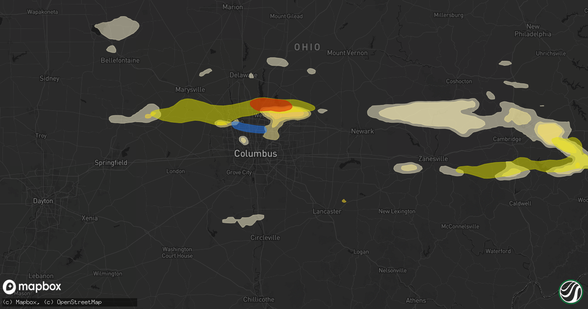 Hail map in Reynoldsburg, OH on June 6, 2026