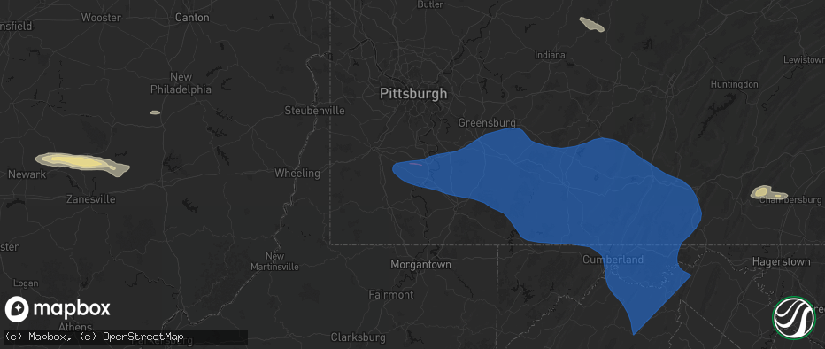 Hail map in Richeyville, PA on June 6, 2026