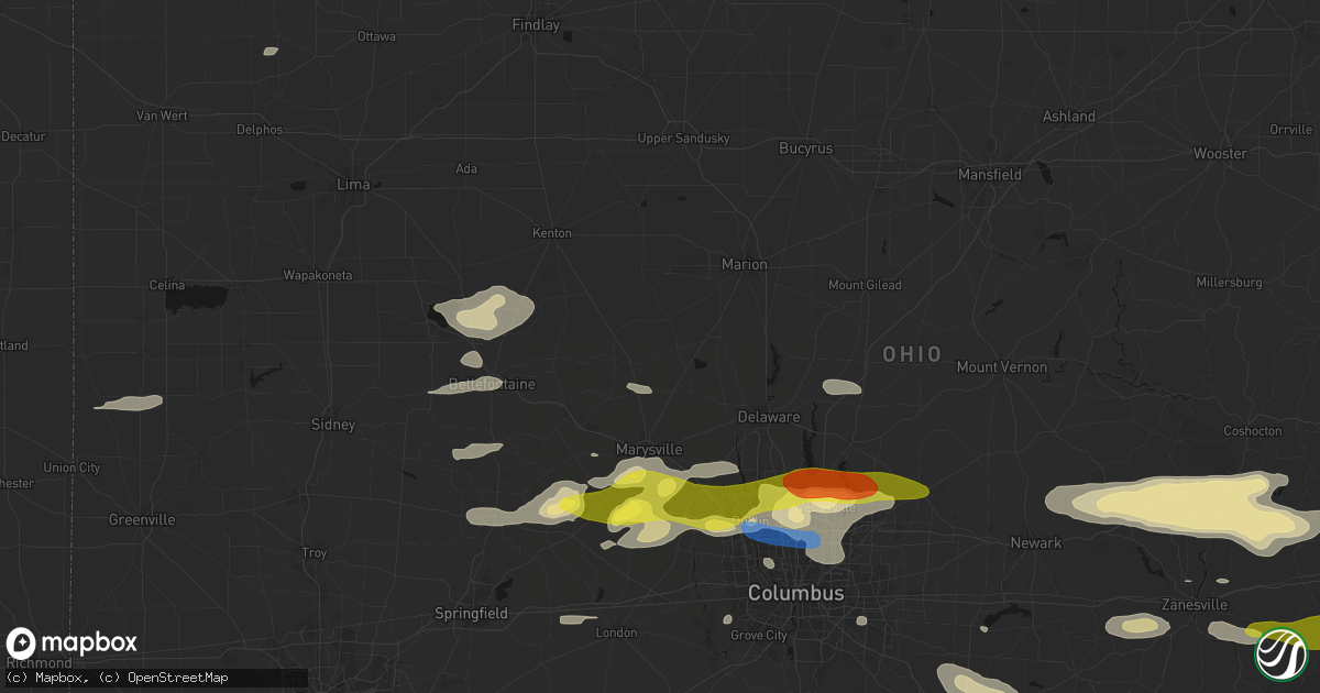 Hail map in Richwood, OH on June 6, 2026