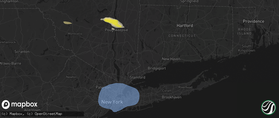 Hail map in Ridgefield, CT on June 6, 2026