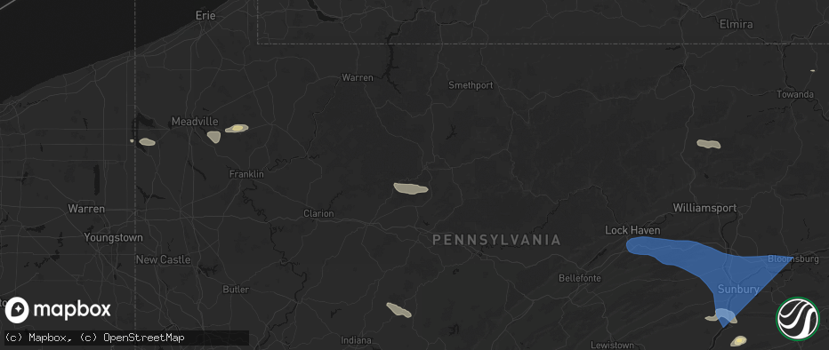 Hail map in Ridgway, PA on June 6, 2026