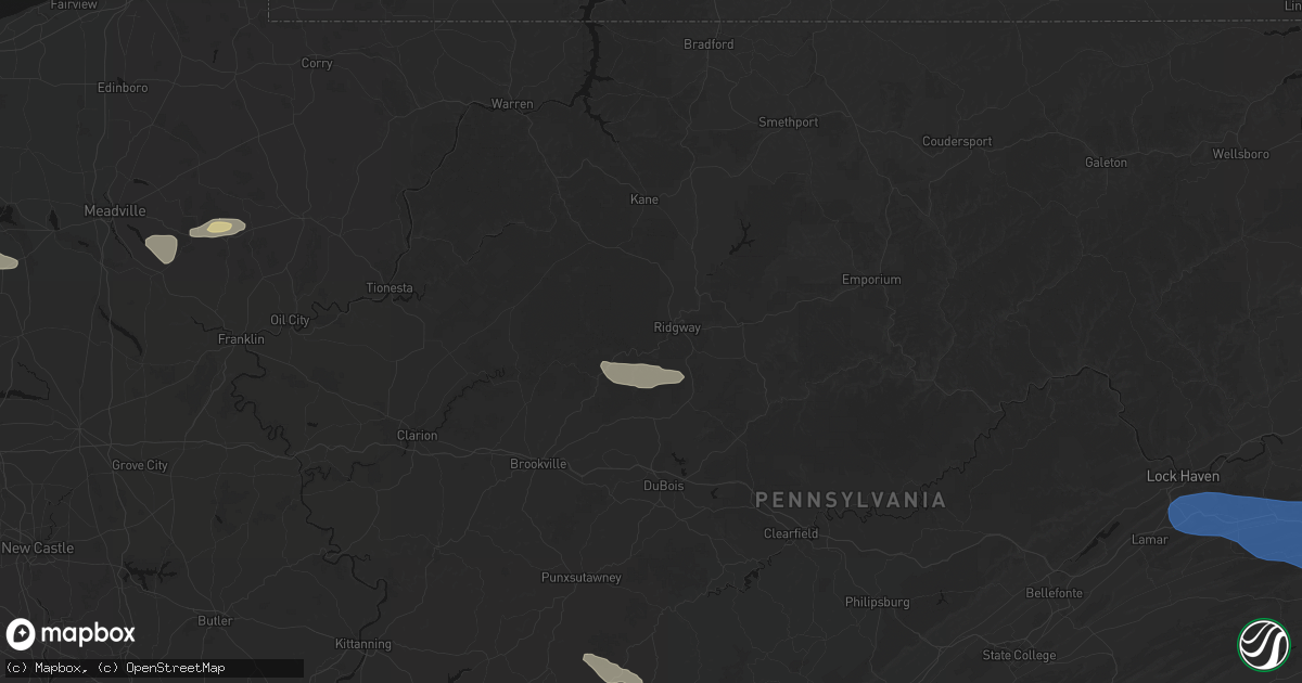 Hail map in Ridgway, PA on June 6, 2026