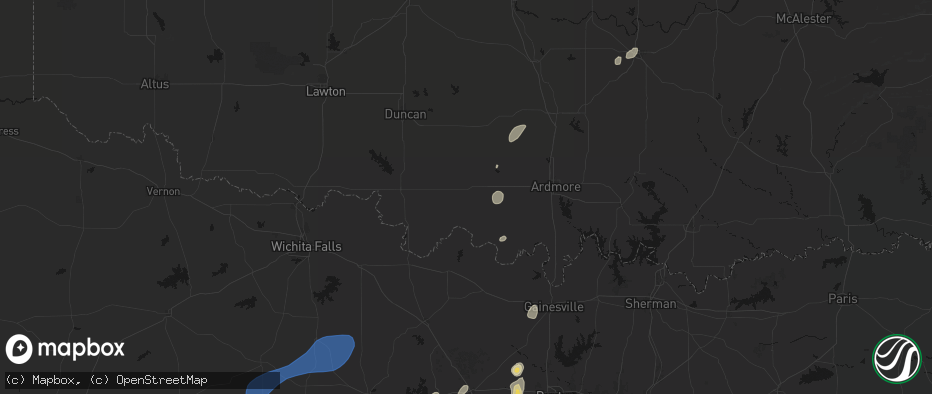 Hail map in Ringling, OK on June 6, 2026