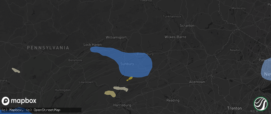 Hail map in Riverside, PA on June 6, 2026