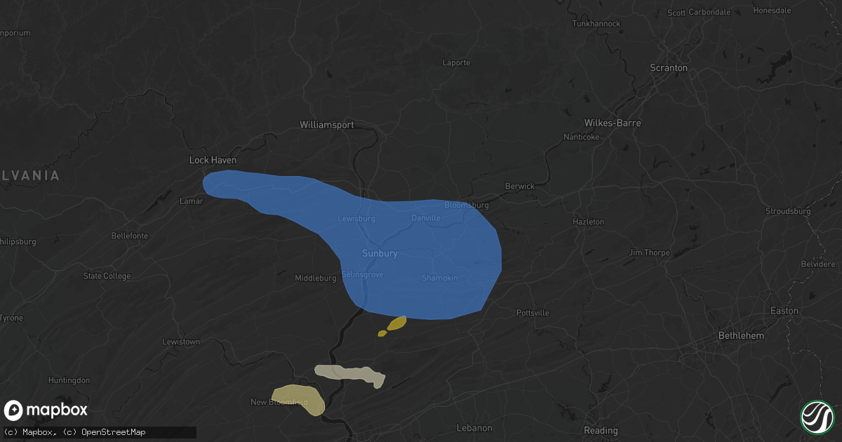 Hail map in Riverside, PA on June 6, 2026