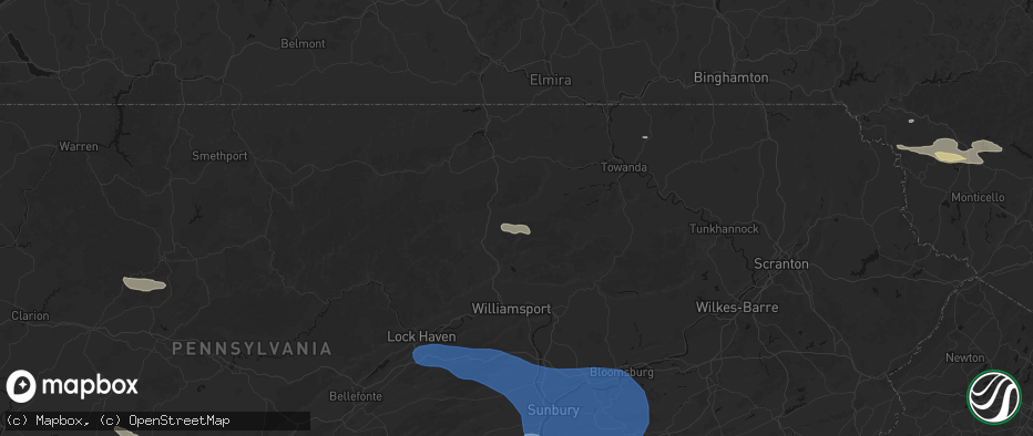Hail map in Roaring Branch, PA on June 6, 2026