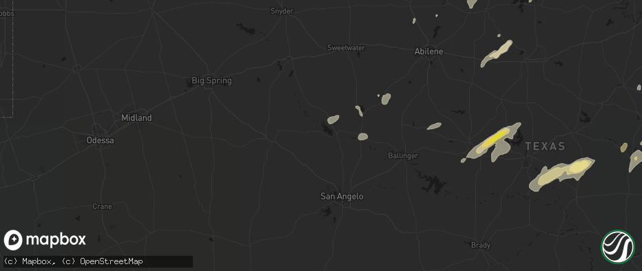 Hail map in Robert Lee, TX on June 6, 2026