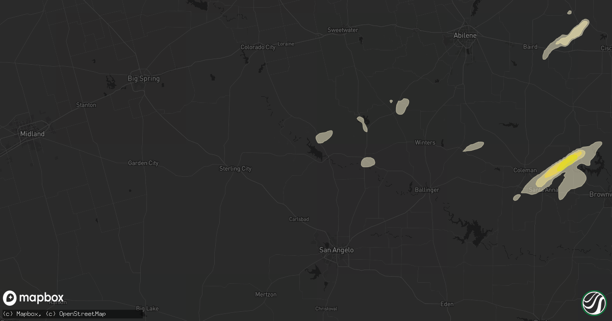 Hail map in Robert Lee, TX on June 6, 2026