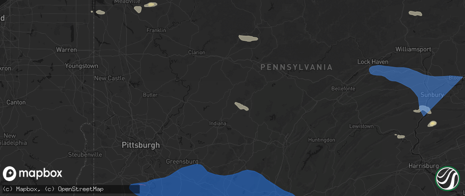 Hail map in Rochester Mills, PA on June 6, 2026