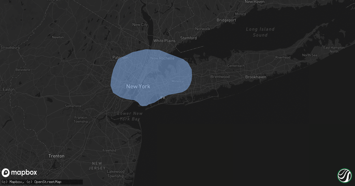 Hail map in Rockville Centre, NY on June 6, 2026