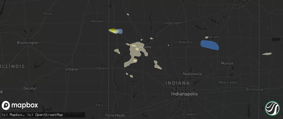 Hail map in Romney, IN on June 6, 2026