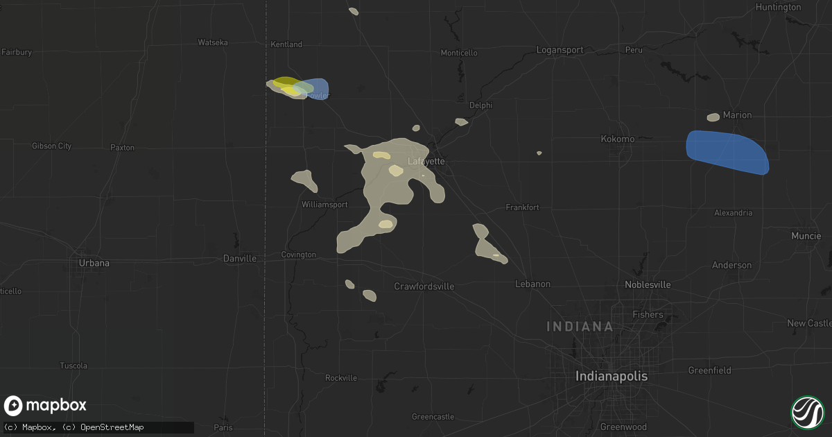 Hail map in Romney, IN on June 6, 2026