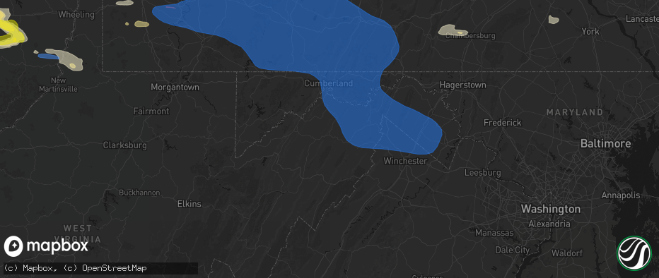 Hail map in Romney, WV on June 6, 2026