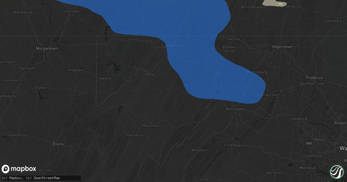 Hail map in Romney, WV on June 6, 2026
