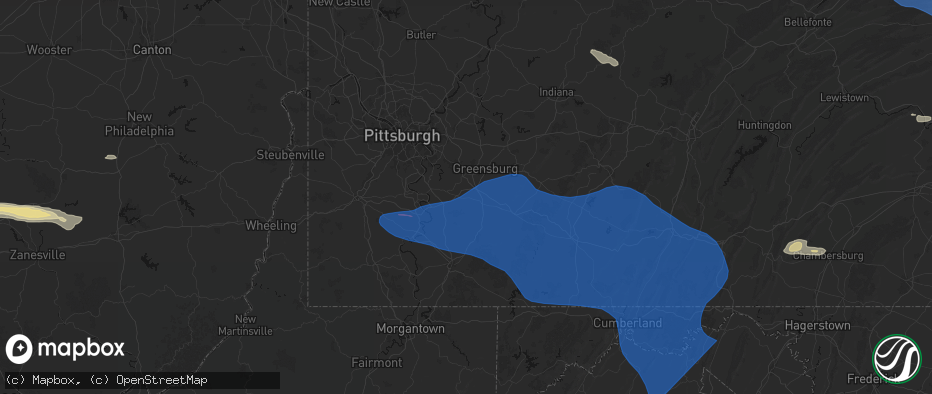Hail map in Ruffs Dale, PA on June 6, 2026