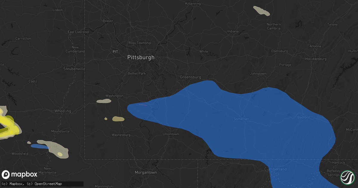 Hail map in Ruffs Dale, PA on June 6, 2026