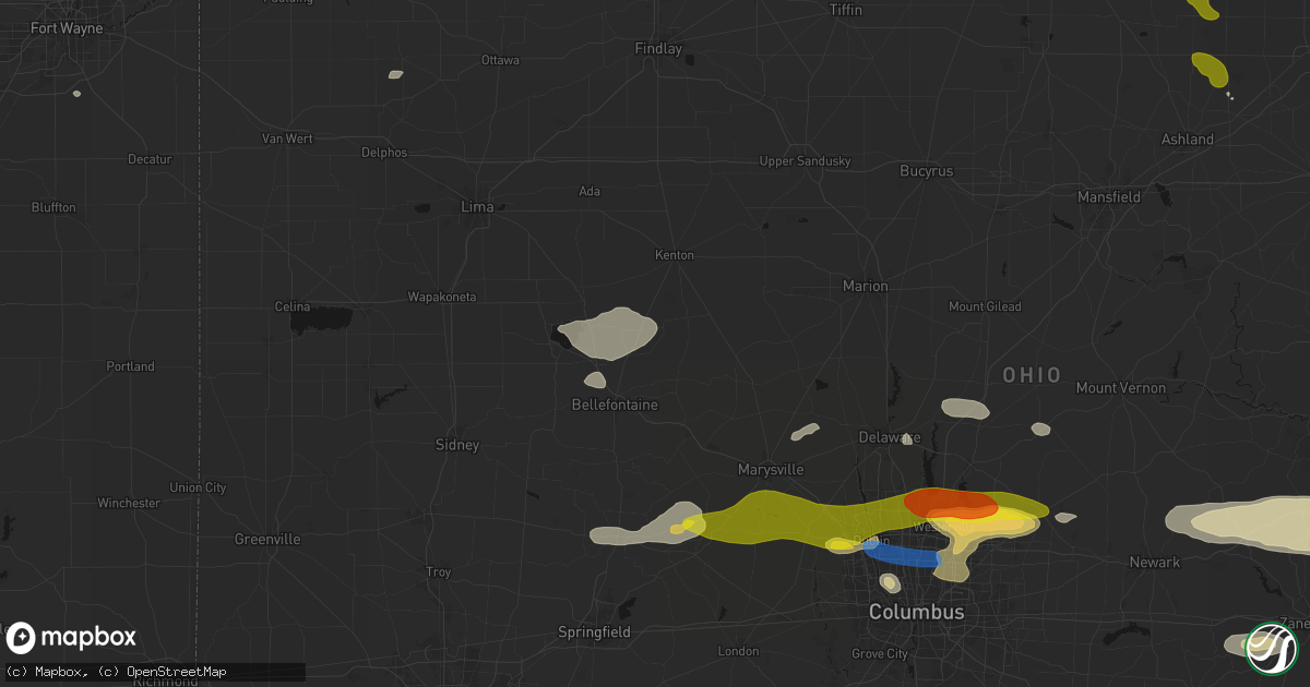 Hail map in Rushsylvania, OH on June 6, 2026