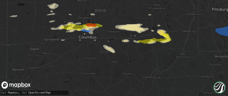 Hail map in Rushville, OH on June 6, 2026