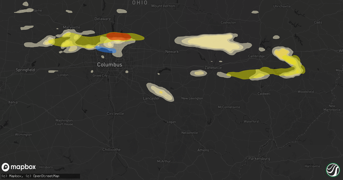 Hail map in Rushville, OH on June 6, 2026