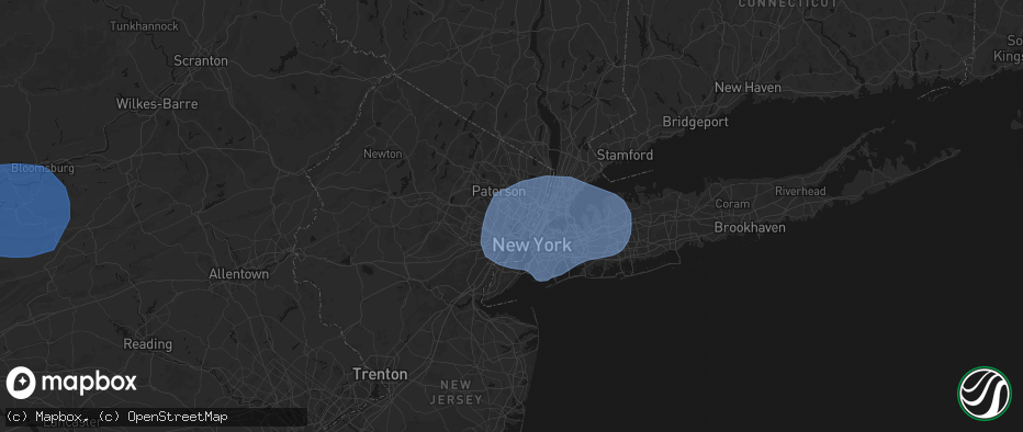 Hail map in Rutherford, NJ on June 6, 2026
