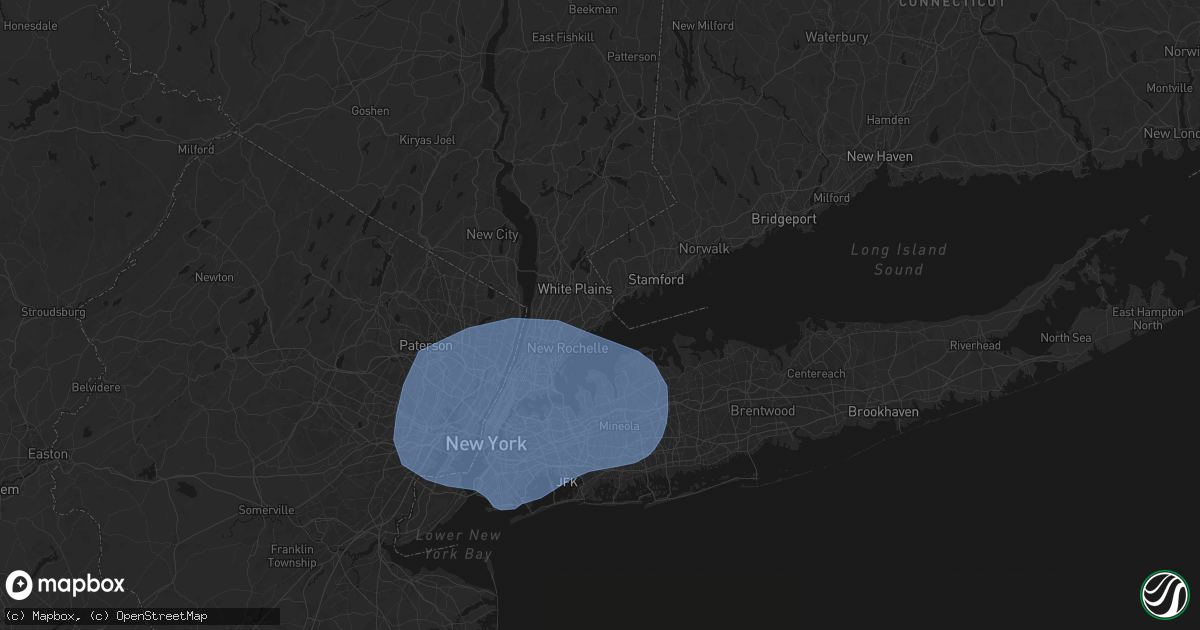 Hail map in Rye, NY on June 6, 2026