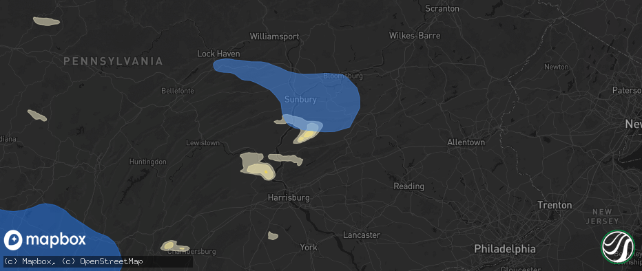 Hail map in Sacramento, PA on June 6, 2026