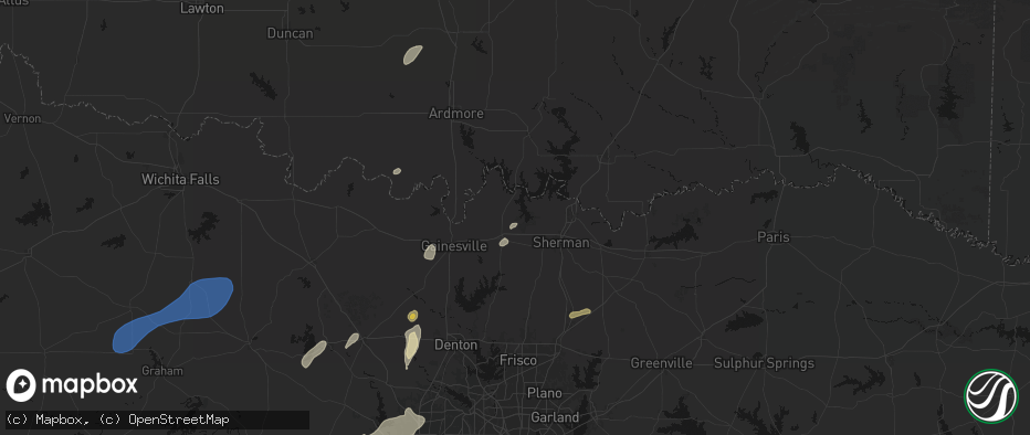Hail map in Sadler, TX on June 6, 2026