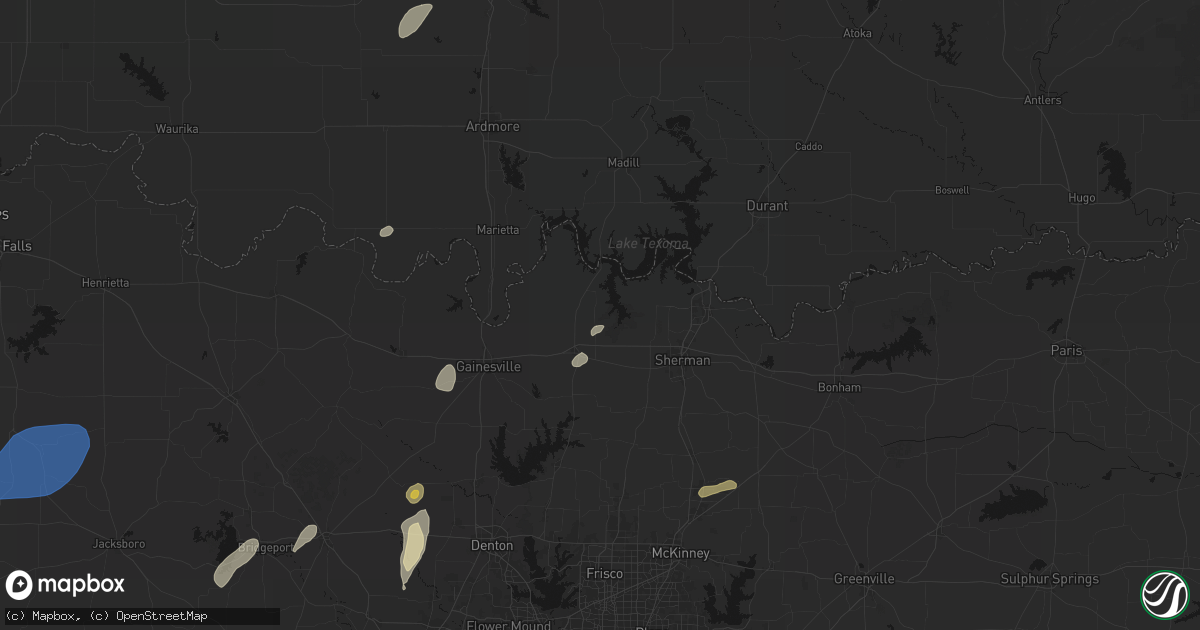 Hail map in Sadler, TX on June 6, 2026