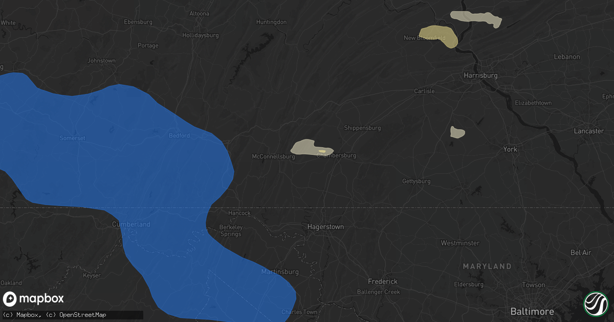 Hail map in Saint Thomas, PA on June 6, 2026