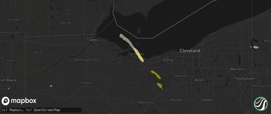 Hail map in Sandusky, OH on June 6, 2026