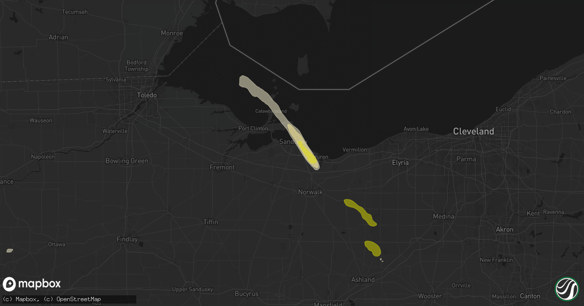 Hail map in Sandusky, OH on June 6, 2026