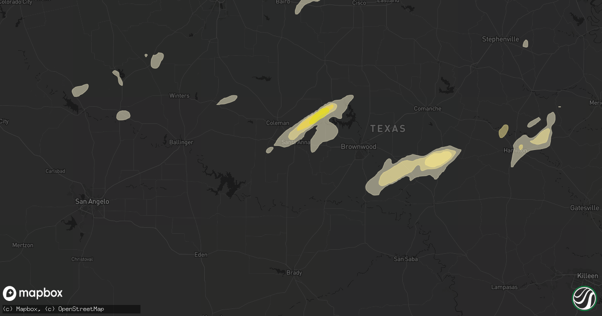 Hail map in Santa Anna, TX on June 6, 2026