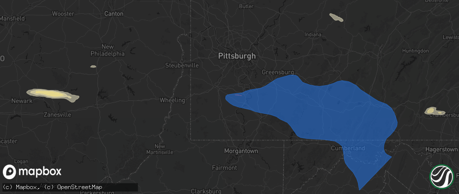 Hail map in Scenery Hill, PA on June 6, 2026