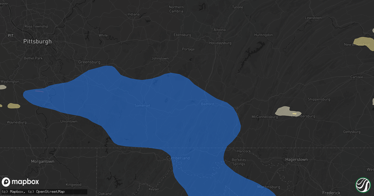 Hail map in Schellsburg, PA on June 6, 2026