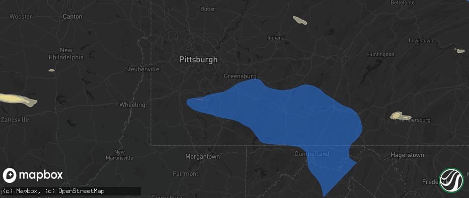 Hail map in Scottdale, PA on June 6, 2026