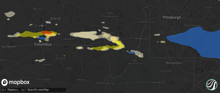 Hail map in Senecaville, OH on June 6, 2026