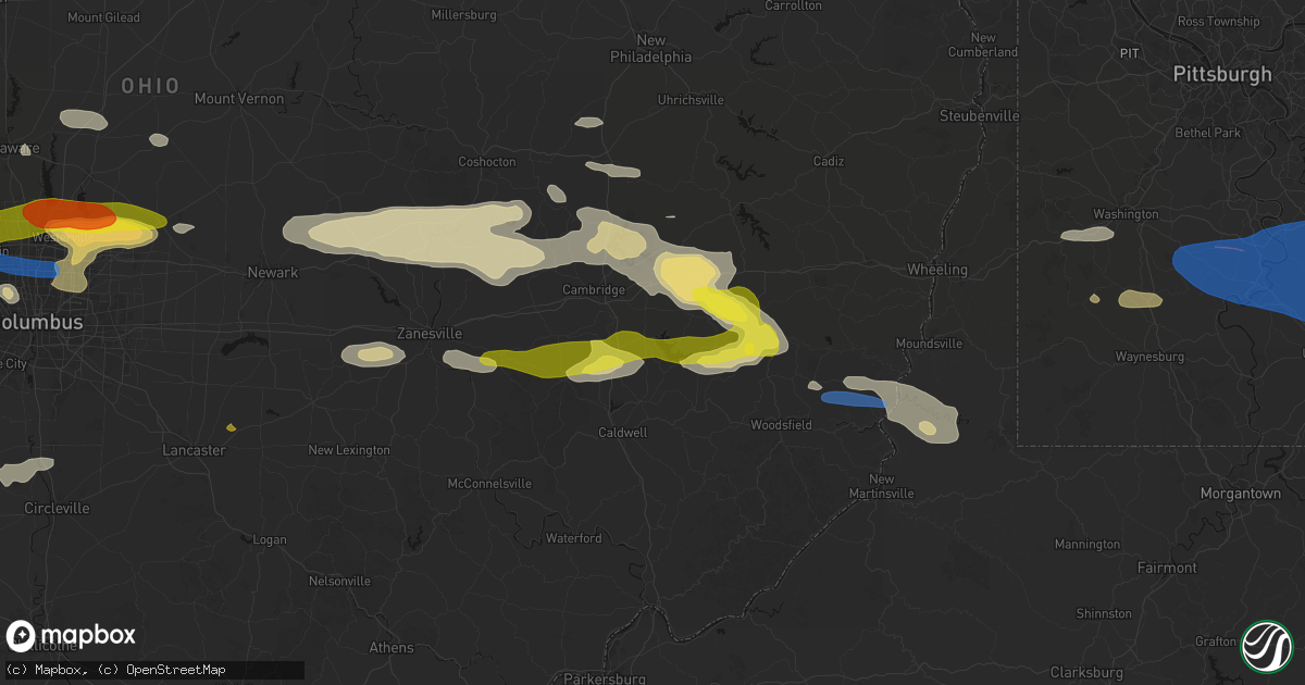 Hail map in Senecaville, OH on June 6, 2026