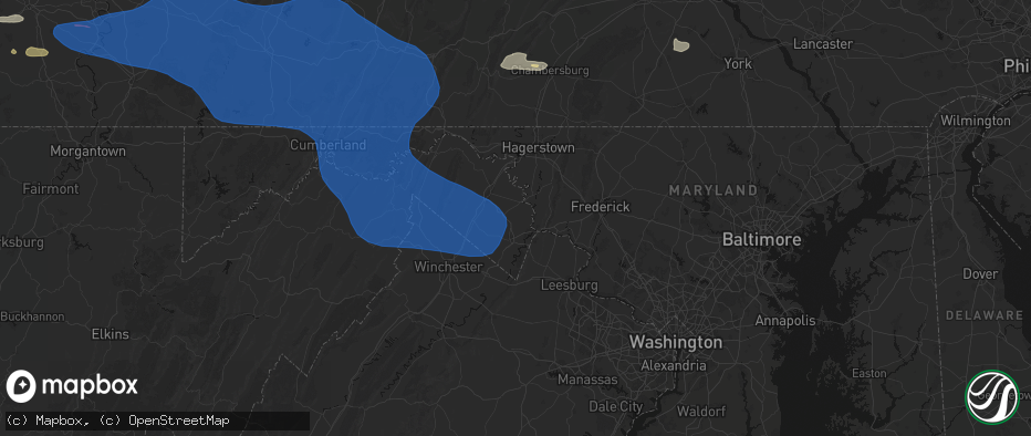 Hail map in Shenandoah Junction, WV on June 6, 2026