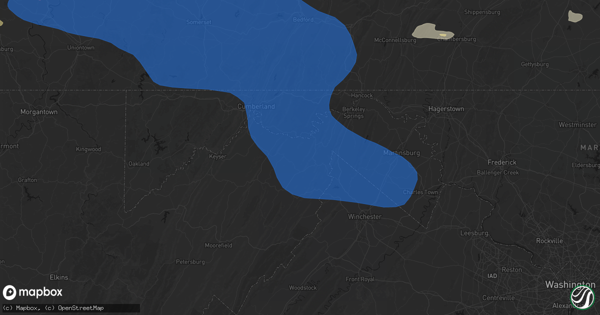 Hail map in Slanesville, WV on June 6, 2026