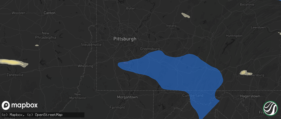 Hail map in Smithton, PA on June 6, 2026
