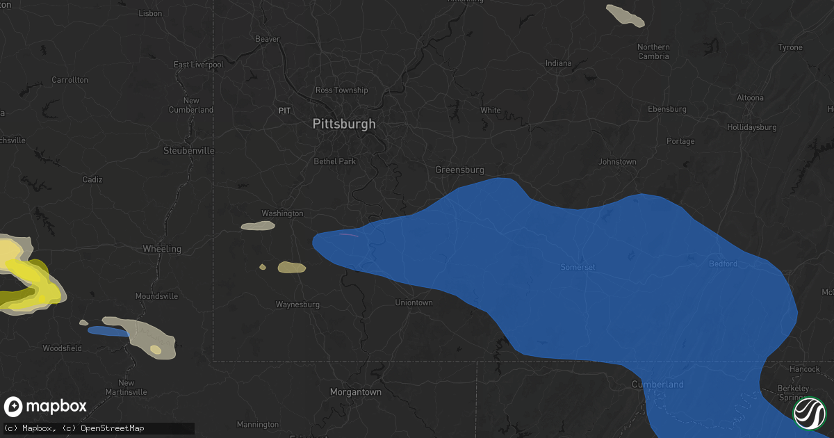 Hail map in Smithton, PA on June 6, 2026