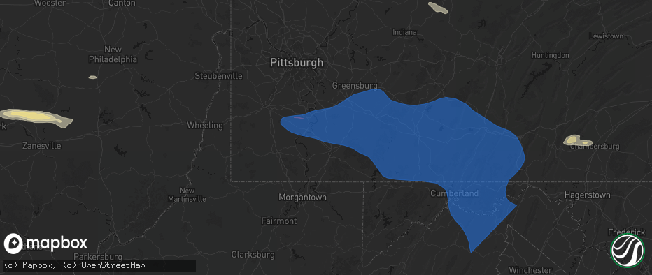 Hail map in Smock, PA on June 6, 2026