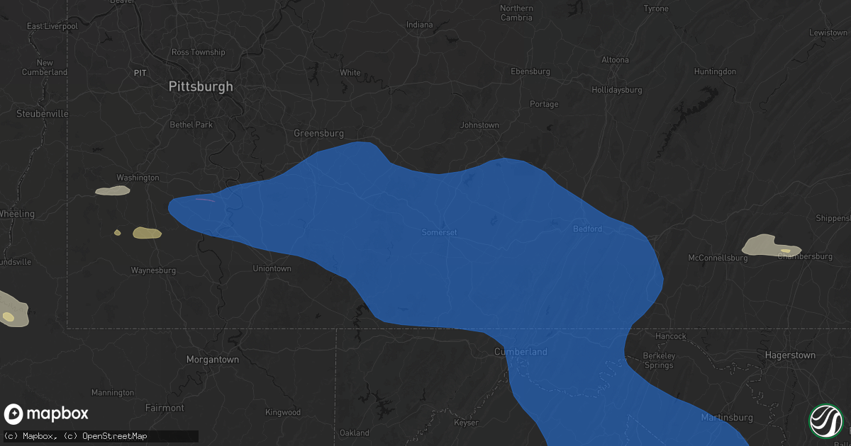 Hail map in Somerset, PA on June 6, 2026
