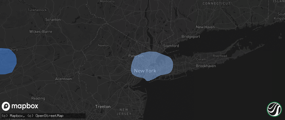 Hail map in South Hackensack, NJ on June 6, 2026