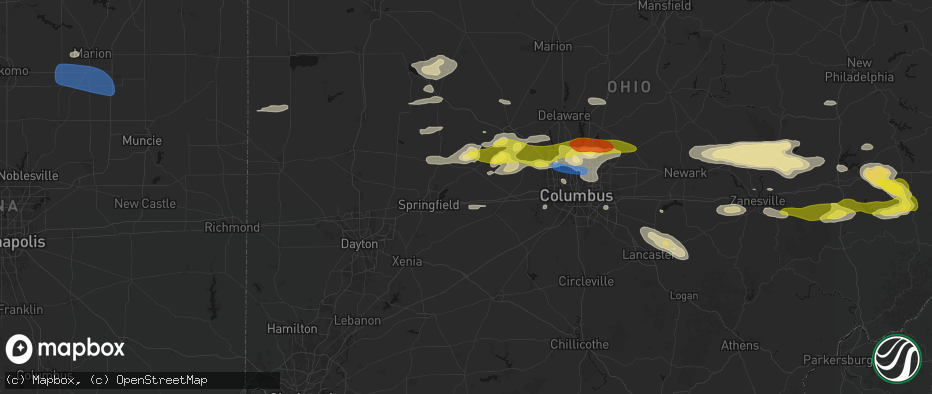 Hail map in South Vienna, OH on June 6, 2026