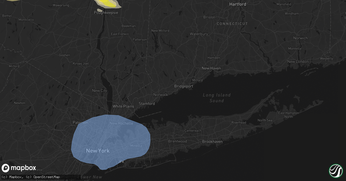 Hail map in Southport, CT on June 6, 2026