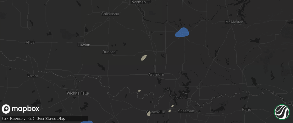 Hail map in Springer, OK on June 6, 2026